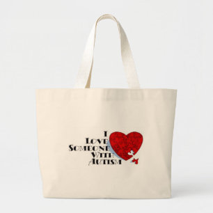 I Love Someone with Autism Large Tote Bag