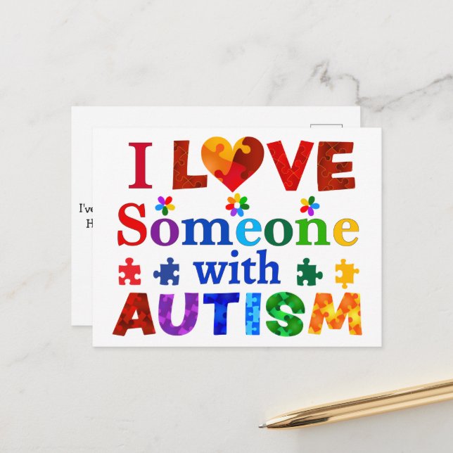 I Love Someone with AUTISM Postcard (Front/Back In Situ)