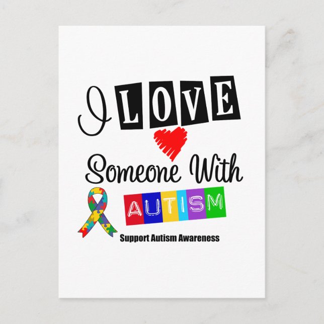 I Love Someone With Autism Postcard (Front)