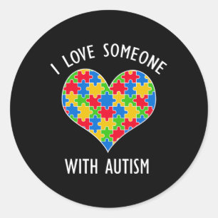 I Love Someone With Autism Puzzle Heart Awareness Classic Round Sticker