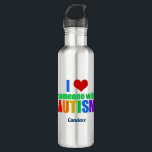 I Love Someone With Autism Rainbow Monogram 710 Ml Water Bottle<br><div class="desc">I love someone with autism. Show support for the special autistic person in your life. A great for parents of a child with autism or asperger syndrome. I love my autistic son or daughter. Nice rainbow autism present for a supportive sibling or friend.</div>