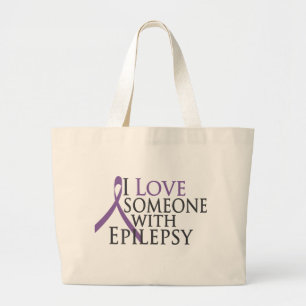 i love someone with epilepsy large tote bag