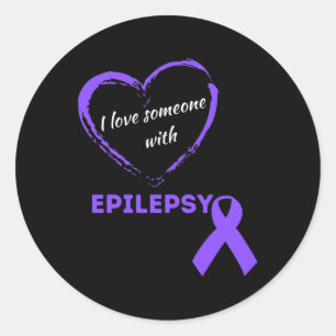 I Love Someone With Epilepsy Purple Awareness Ribb Classic Round Sticker