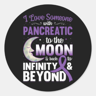I Love Someone With Pancreatic Cancer To The Moon Classic Round Sticker