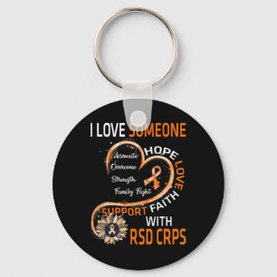 I Love Someone With Rsd Crps Awareness Sunflower Key Ring