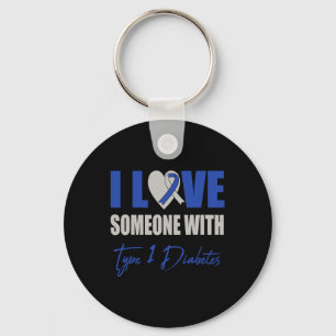 I Love Someone With Type 1 Diabetes Awareness Blue Key Ring