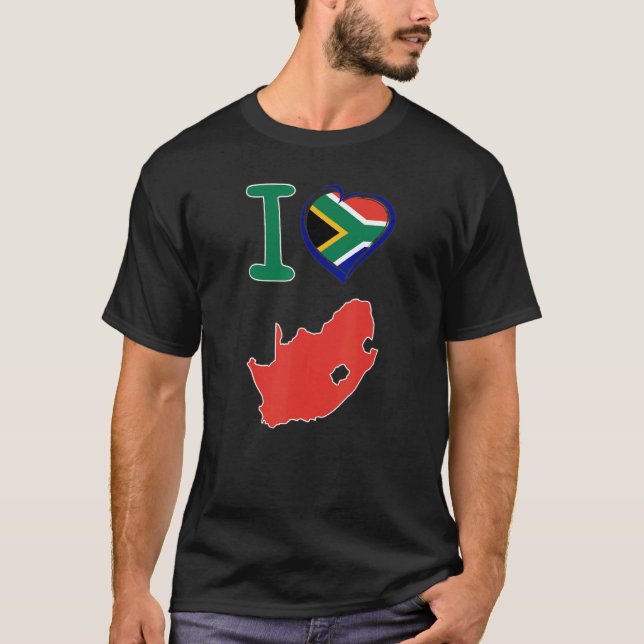 I love South Africa S African flag in shape of a h T-Shirt (Front)