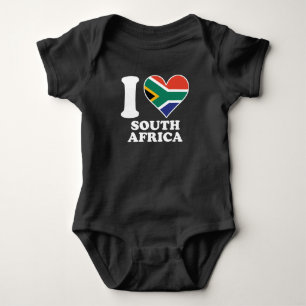 I Love South Africa South African Flag Heart Baby Bodysuit
