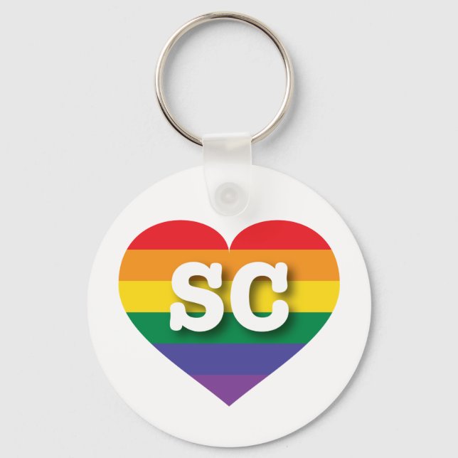 I Love South Carolina Rainbow Heart Key Ring (Front)
