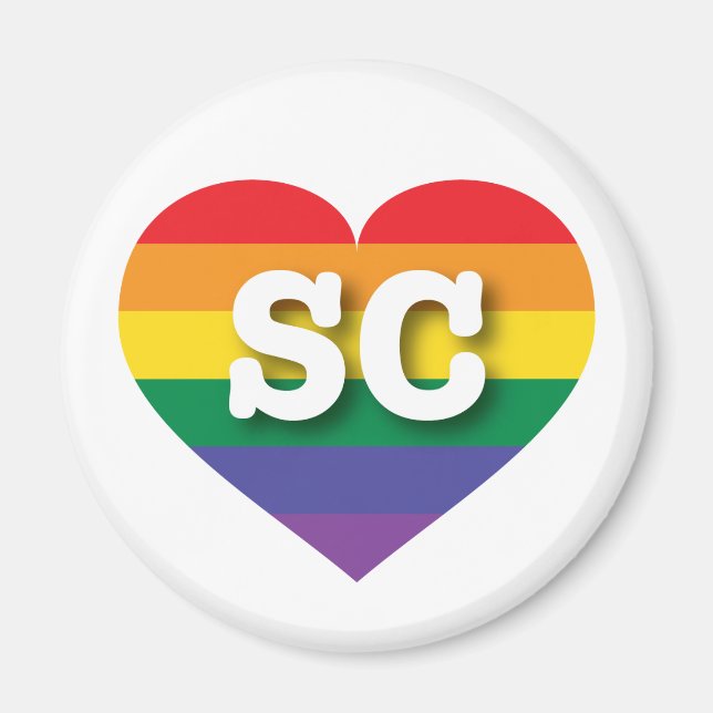 I Love South Carolina Rainbow Heart Magnet (Front)