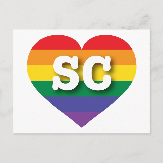 I Love South Carolina Rainbow Heart Postcard (Front)