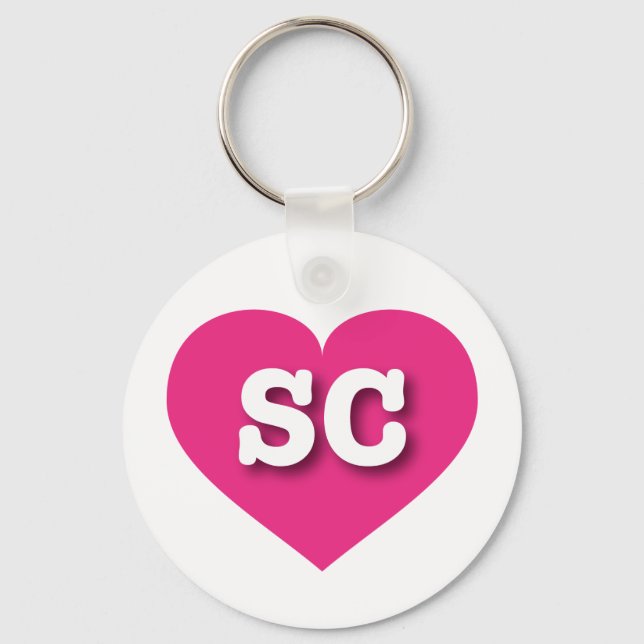 I love South Carolina - SC hot pink heart Key Ring (Front)