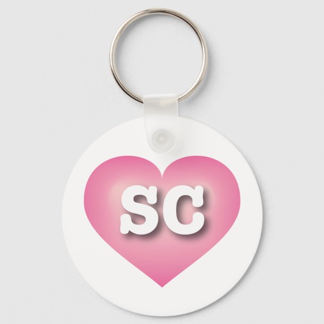 I love South Carolina - SC pink fade heart Key Ring (Front)