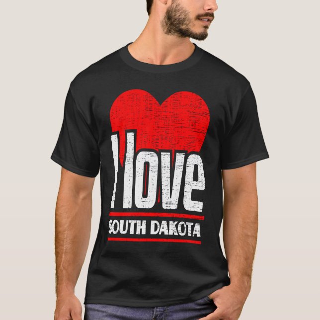I Love South Dakota Best Home State  I Heart South T-Shirt (Front)