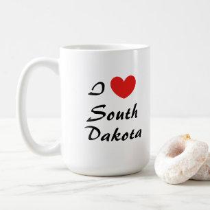 I Love South Dakota Heart Typography Coffee Mug
