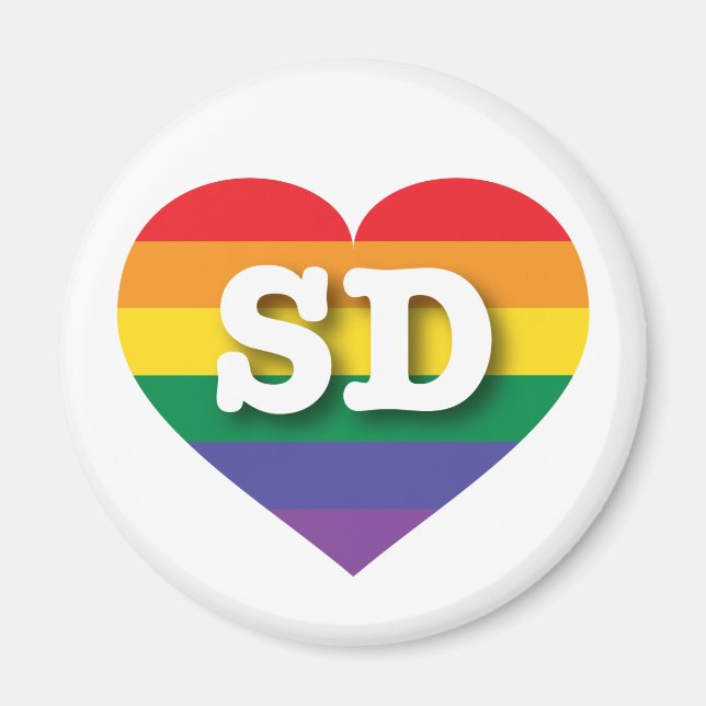 I Love South Dakota Rainbow Heart Magnet (Front)