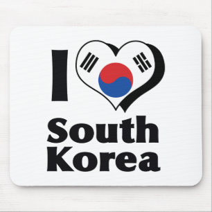 I Love South Korea Flag Mouse Pad