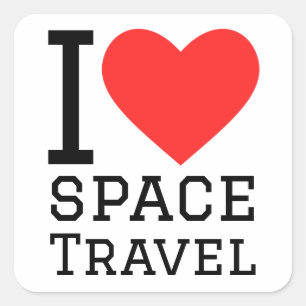 I love space travel square sticker