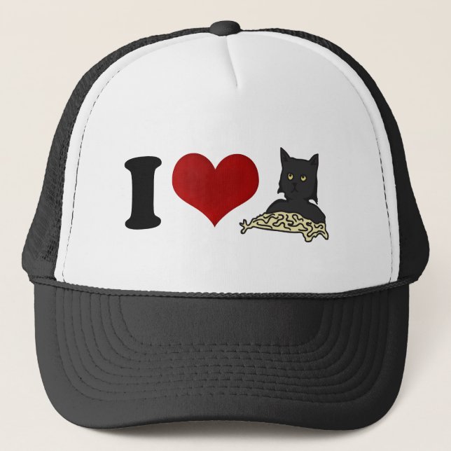 I Love Spaghetti Cat Trucker Hat (Front)