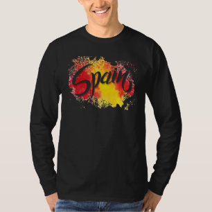 I Love Spain Flag Illustration Art Barcelona Madri T-Shirt