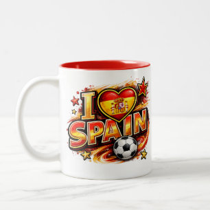I Love Spain Soccer Fan Mug Patriotic Spain Foot