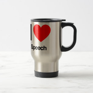 i love speech travel mug