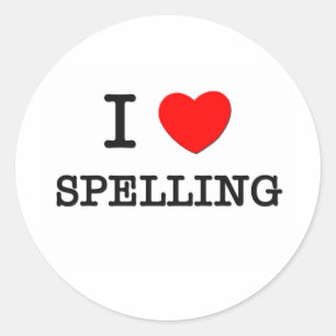I Love Spelling Classic Round Sticker