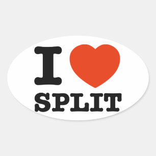 I Love Spilt Oval Sticker