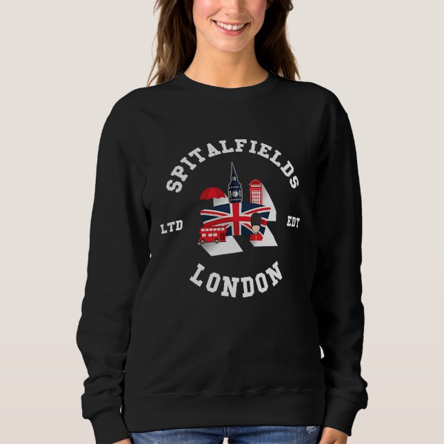 I Love SPITALFIELDS London City Flag Badge Sweatshirt (Front)