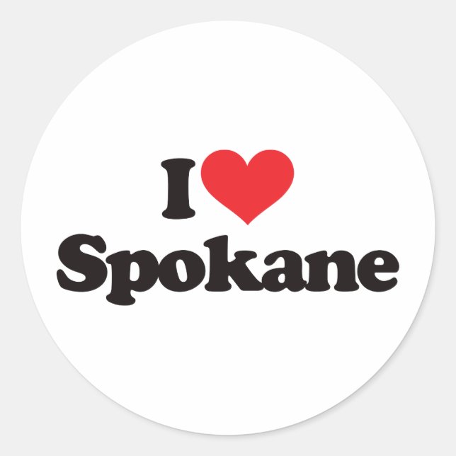 I Love Spokane Classic Round Sticker (Front)