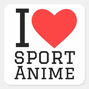 I love sport anime square sticker