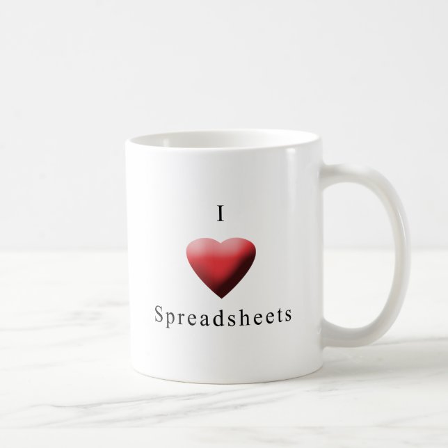 I Love Spreadsheets Coffee Mug (Right)