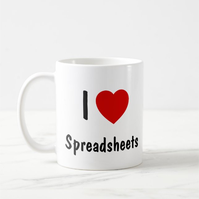 I Love Spreadsheets Coffee Mug (Left)