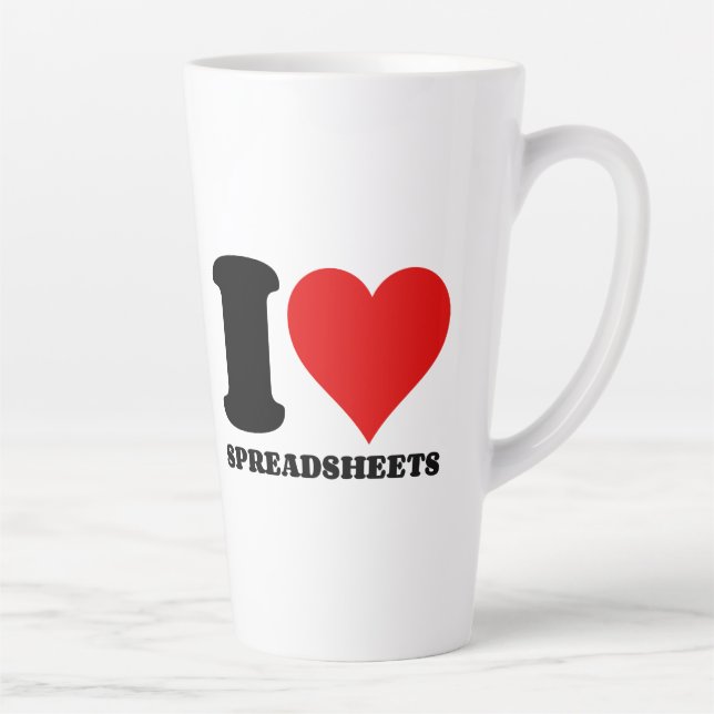 I LOVE SPREADSHEETS LATTE MUG (Right)