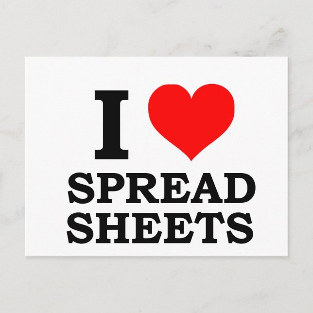 I Love Spreadsheets Postcard (Front)