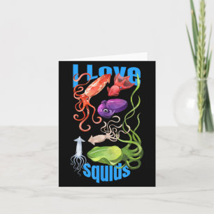 I Love Squids Octopus Cephalopod Ocean Summer Card