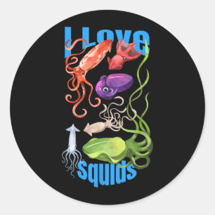 I Love Squids Octopus Cephalopod Ocean Summer Classic Round Sticker