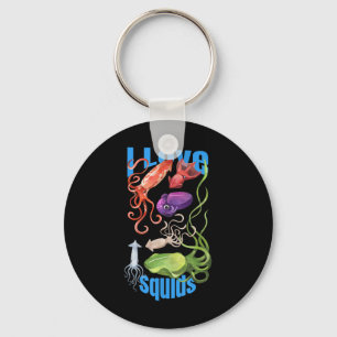 I Love Squids Octopus Cephalopod Ocean Summer Kawa Key Ring