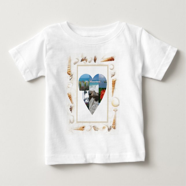 I love St. Maarten Shells Heart -.Celeste Sheffey Baby T-Shirt (Front)