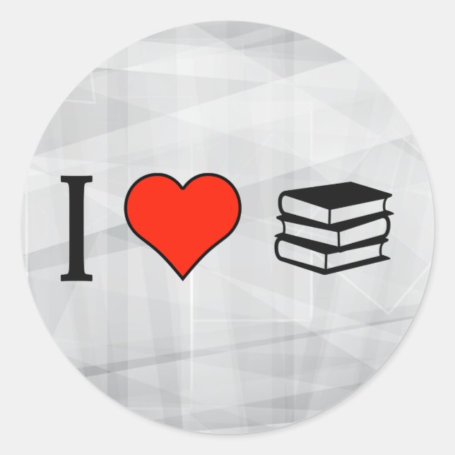 I Love Stack Of Books Classic Round Sticker (Front)