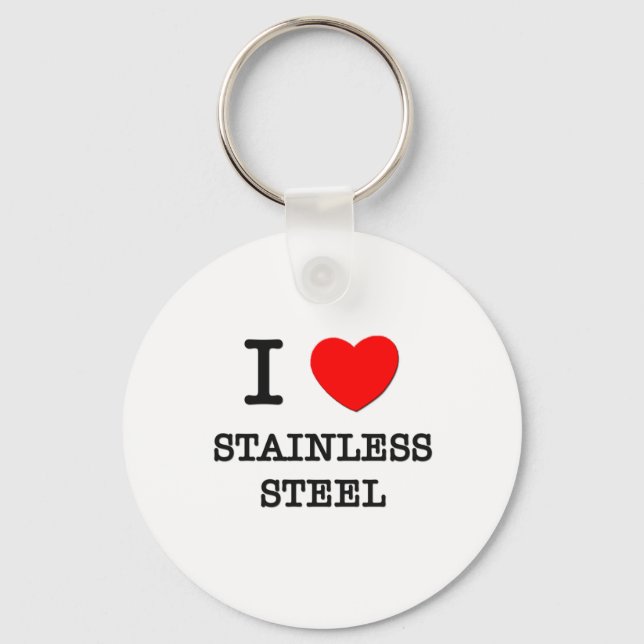 I Love Stainless Steel Key Ring (Front)