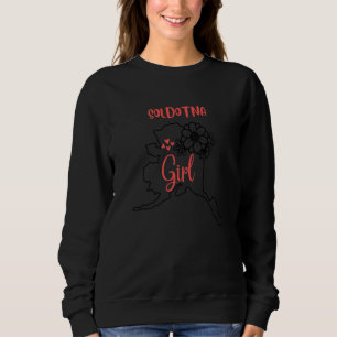 I Love State Of Alaska Flower Outline Soldotna Cit Sweatshirt