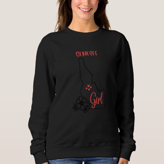 I Love State Of Idaho Flower Outline Genesee City  Sweatshirt (Front)