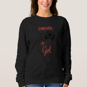 I Love State Of Illinois Flower Outline Chicago Ci Sweatshirt