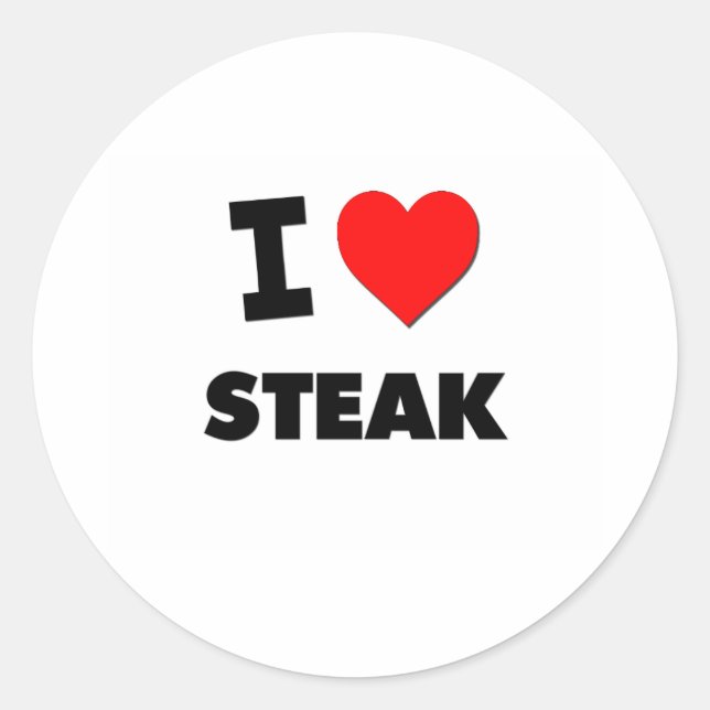 I love Steak Classic Round Sticker (Front)
