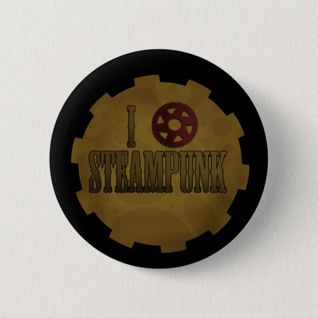 I Love Steampunk 6 Cm Round Badge (Front)