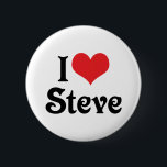 I Love Steve 6 Cm Round Badge<br><div class="desc">I Love Steve T-Shirts and Gifts. I Love (Red Heart) Steve. My Heart Belongs To Steve. Great Valentine,  Anniversary,  Wedding,  or any day gift for your husband,  wife,  boyfriend,  girlfriend,  best friend,  bff or lover.</div>