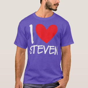 I Love Steven Name Personalised Men Guy BFF Heart T-Shirt