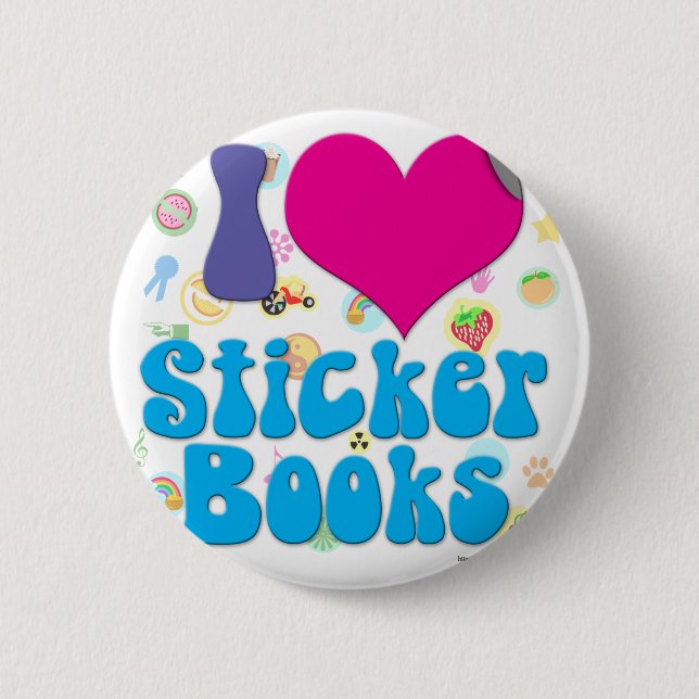 I love Sticker books! 6 Cm Round Badge (Front)