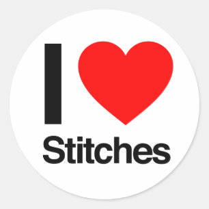 i love stitches classic round sticker